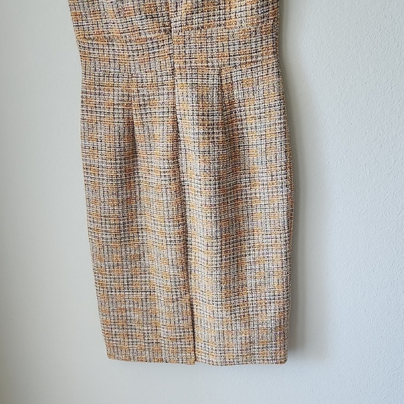 Grace Karin Tan and Cream Tweed Midi Dress Sz S NWT Cap Sleeve Pencil Dress NWT - Picture 9 of 15